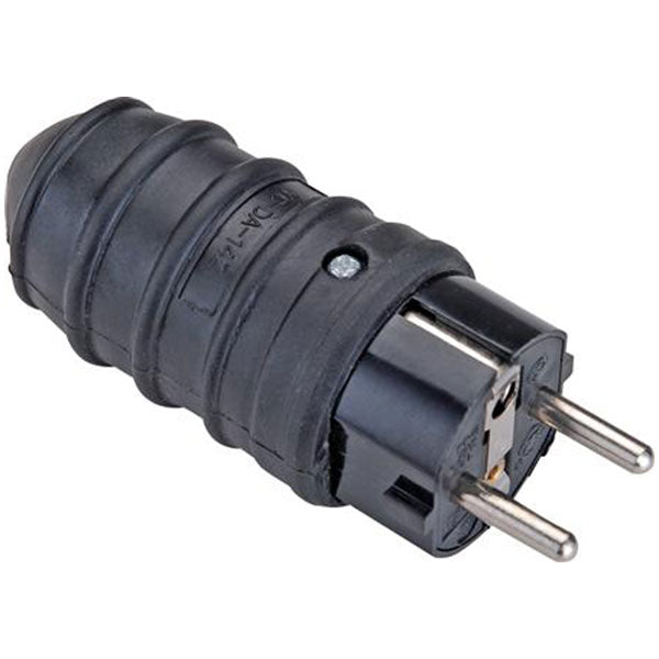 Schuko stikprop med jord gummi sort 16A