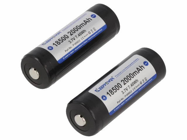 18500 LiION batteri - 3,7V 2000mAh, Ø18x52,6mm (2 stk.)