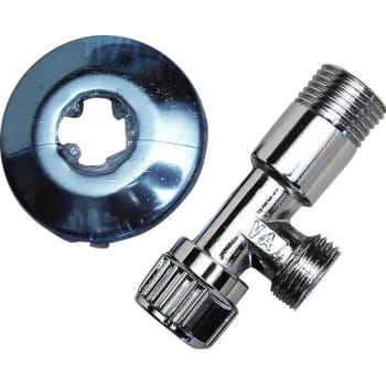 1/2" x 1/2" Stopventil krom lang model med stor roset.