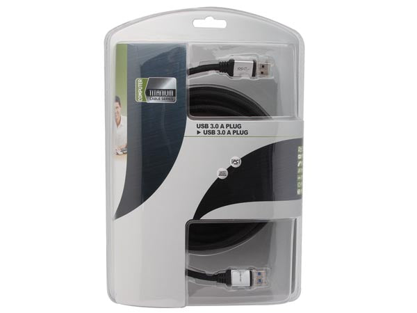 USB 3.0 kabel - A han til A han, Sort - Prof. (5m)