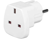 Rejseadapter - UK hun til CEE7/7 (DK) han, Hvid