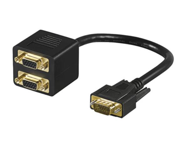 Y-splitter - VGA han til 2 x VGA hun (0,2m)