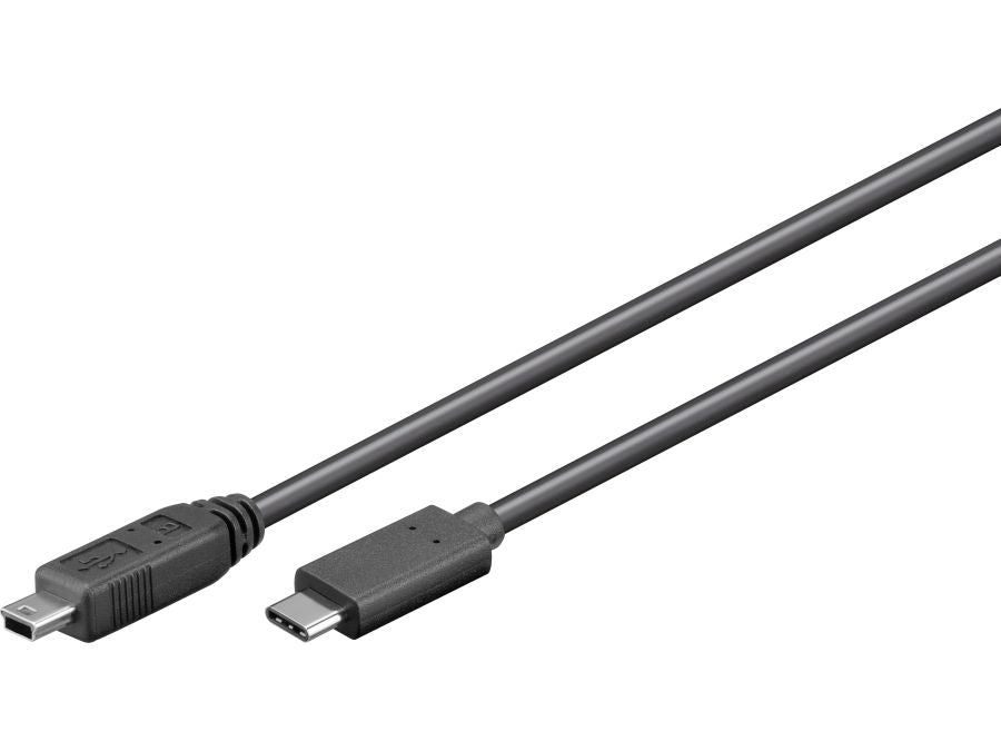 USB 2.0 kabel - C han til Mini B han, Sort (0,5m)