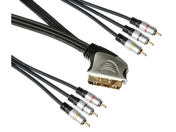 SCART kabel - SCART han til 6 x RCA A/V han (1,5m)