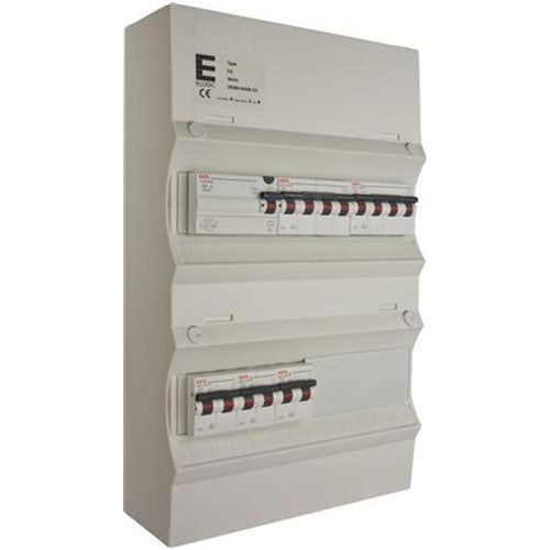 Færdigmonteret gruppetavle - HPFI - 1x16A 3P+N, 1x13A 3P+N, 3x13A 1P+N - Grå