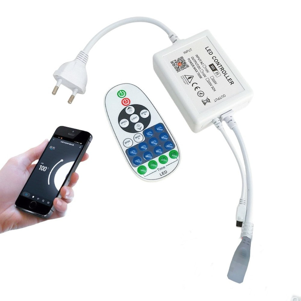 230V WiFi Smart Home dæmper til 230V CLIP-ON 8x16 Neonflex med memory funktion (inkl. endeprop)