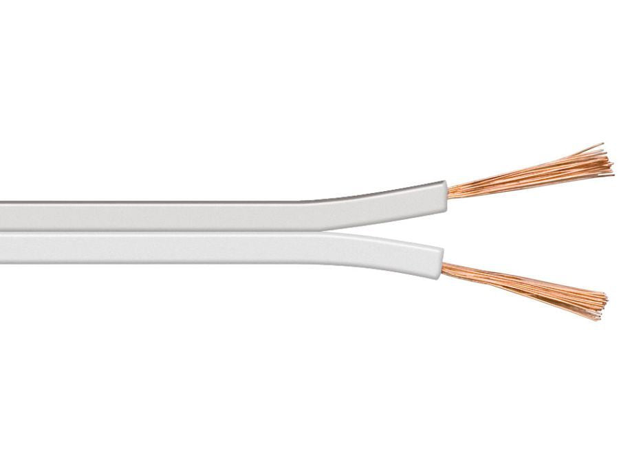 Højttalerledning - 2x0,75mm² CCA, Hvid (100m)
