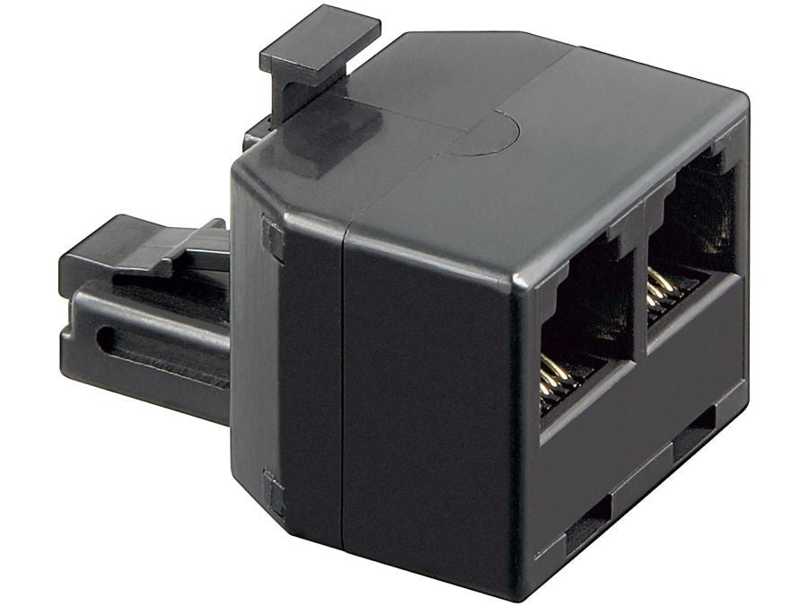 Telefonsplitter - RJ12 (6P6C) han til 2 x RJ12 hun, Sort