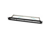 19" Patch panel - 1U, 24 x keystone porte, Sort