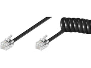 Telefon spiralledning - 2 x RJ10(4P4C) han, Sort (7m)