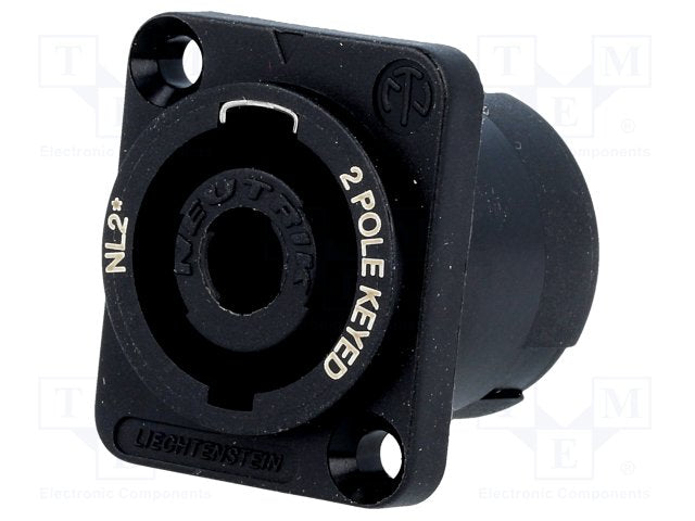 SPEAKON fatning til kabinet - 2pols hun, Sort (maks. 30A)