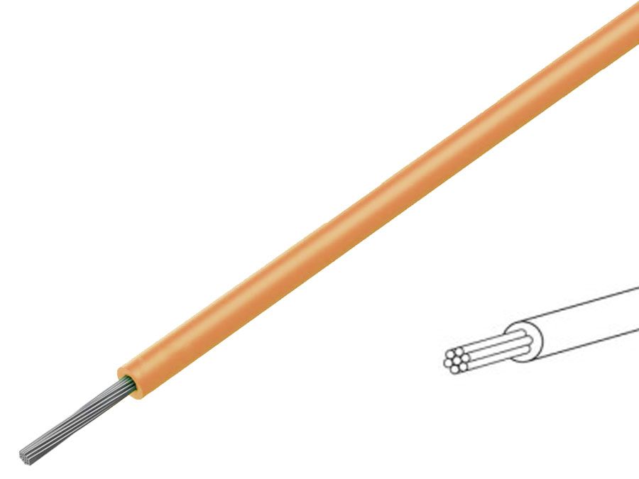 Monteringsledning - 0,2mm² trådet fortinnet CU Orange (100m)