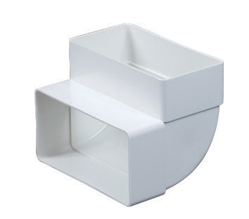 Vertikal bøjning 90° til flad kanal 55x110 mm Hvid