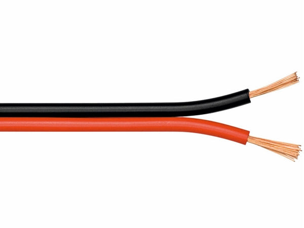 Højttalerledning - 2x0,5mm² OFC, rød/sort (50m)