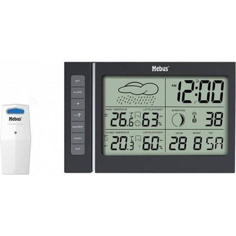 Vejrstation, radio kontrolleret med ur og alarm