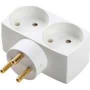 Dobbeltstik M/J til 2 runde stikpropper hvid