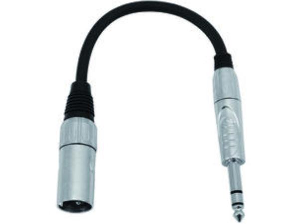 Adapterkabel - 3P XLR han > 6,35mm stereo JACK han (0,2m)
