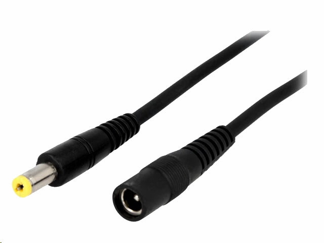 DC forlængerkabel - 5,5x2,1mm han/hun 1mm² Sort (1,8m)