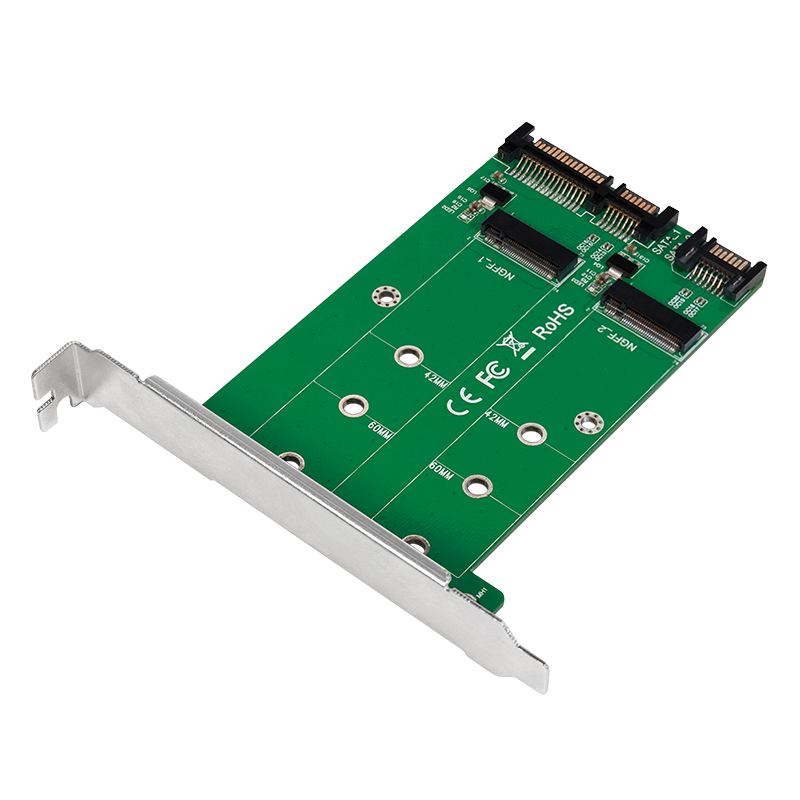 2x SATA til 2x M.2 SATA SSD adapter