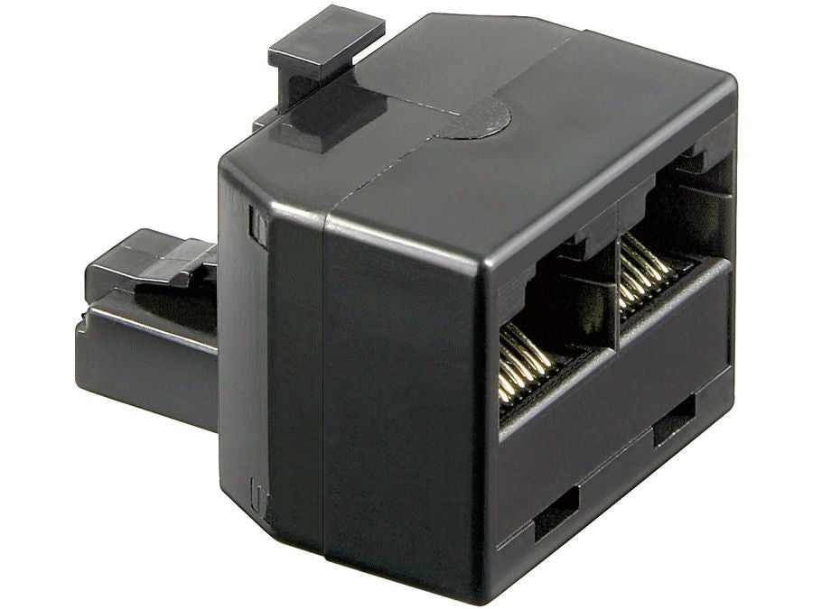 ISDN splitter - RJ45(8P8C) han > 2 x RJ45(8P8C) hun, Sort