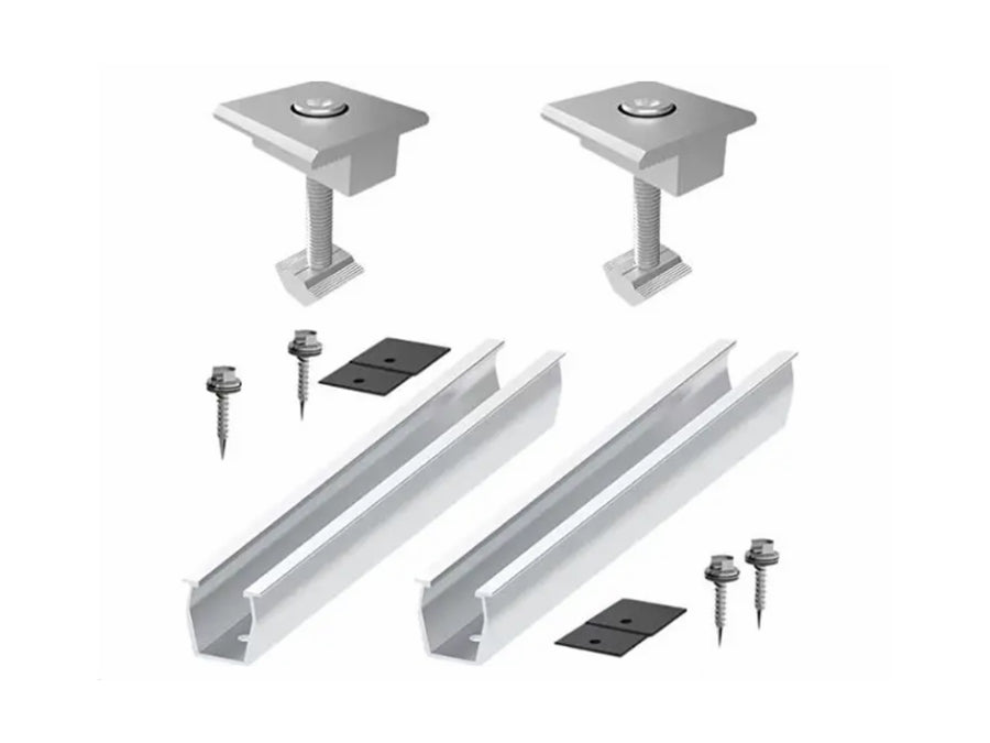 Solpanel mellem-monteringsbeslagsæt - 2 dele, Alu.