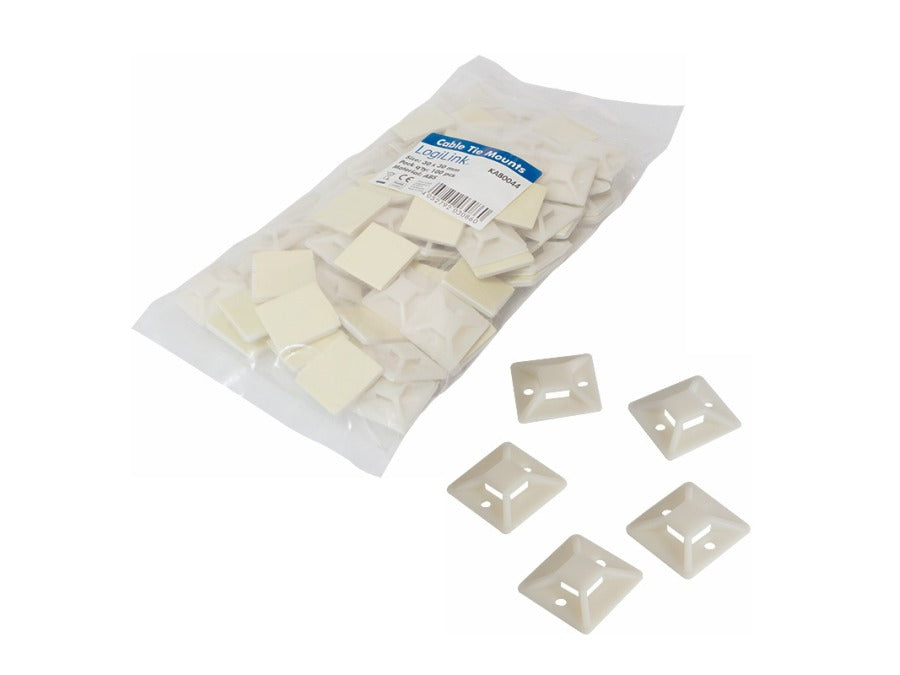 Selvklæbende kabelstrip-holder - 30x30mm (100 stk.)