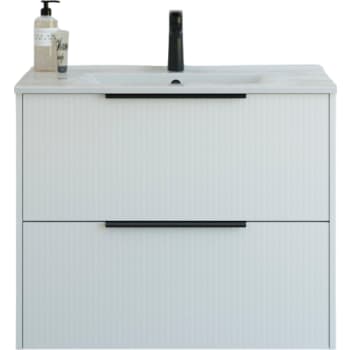 81 cm  Mido+ Classic møbelsæt med Amber vask, stribet, hvid mat