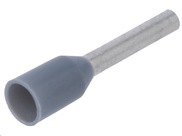 Isoleret ledningsende-tylle - 0,75mm² 8mm Grå (100 stk.)