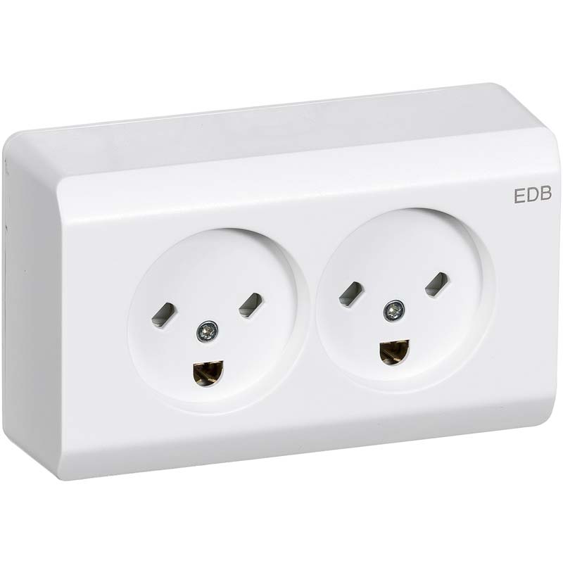 Opus 66 stikkontakt dobbelt udvendig EDB hvid