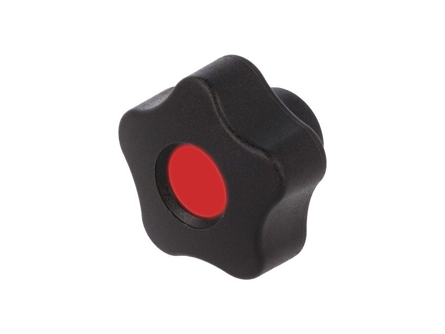 Fingerskrue - M6 x L18mm gevindhul, Ø40mm greb (Rød)