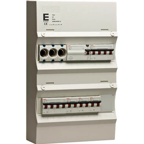 Færdigmonteret gruppetavle - HPFI, Tarif - 2x16A 3P+N, 3x13A 1P+N - Grå