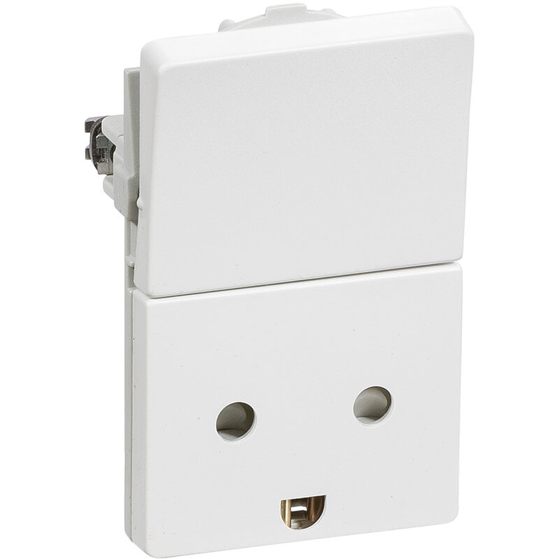 Fuga stikkontakt med jord og afbryder 1½ modul 2-pol - hvid