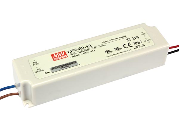 LED strømforsyning - 12Vdc / 5A 60W (IP67)