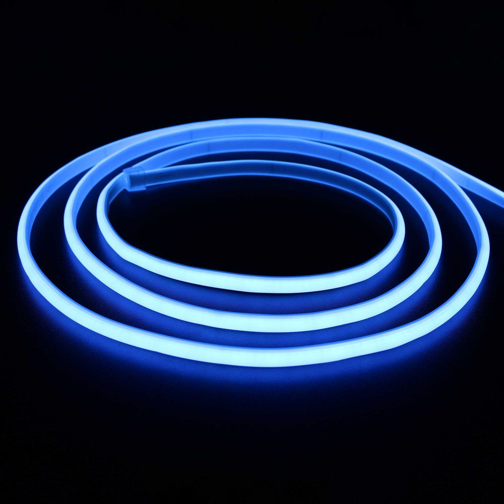 5 meter vandtæt Lyseblå Neon COB strip - 230V, IP67, 288 LED, 11,5W/m, kan klippes hver 10cm.
