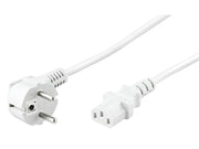 Strømkabel - CEE7/7 90° han > C13 (3pol AC hun) Hvid (3m)