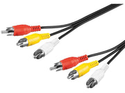 A/V kabel - 3 x RCA han > 3 x RCA han (10m)
