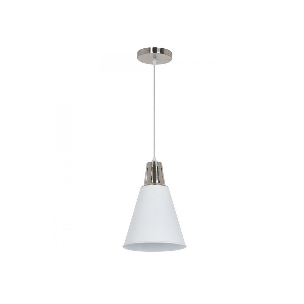V-Tac moderne pendellampe - Krom + hvid sandblæst, Ø22 cm, E27, Max 60W