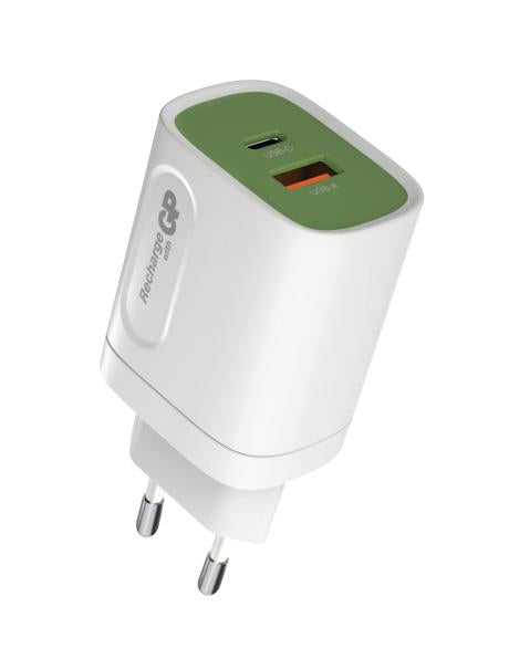 GP Stikkontakt opladeadaptor f/ USB/USB-C hvid