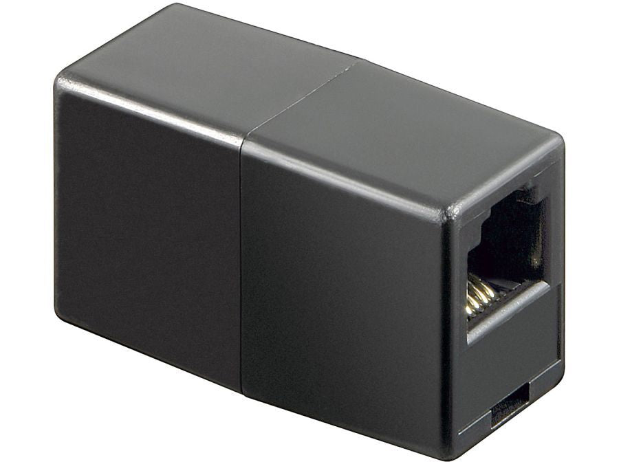 Telefon mellemled - 2 x RJ11 (6P4C) hun, Sort