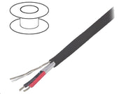 Skærmet kabel - 2 x 0,35mm² trådet, Ø3,5mm Sort (metervare)