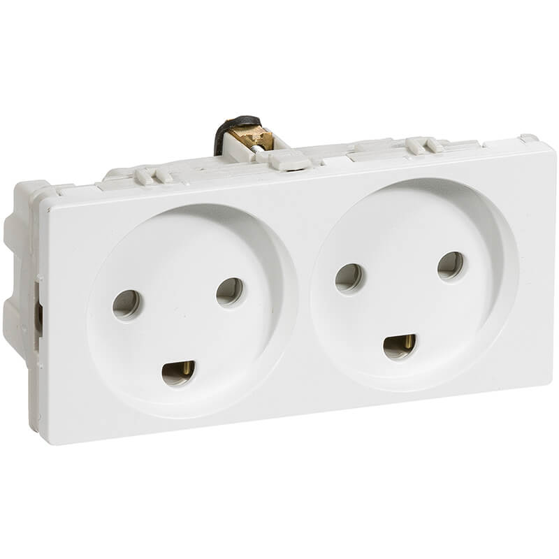 Fuga stikkontakt med jord 2 modul 2-pol - hvid