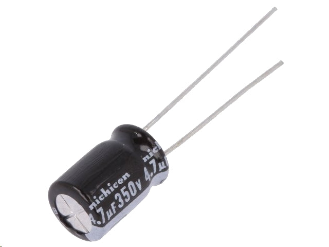4,7uF / 350V Lodret elektrolyt, Ø8x11,5mm (105°C)