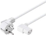 Strømkabel - CEE7/7 90° han > C13 90° hun, Hvid (2m)