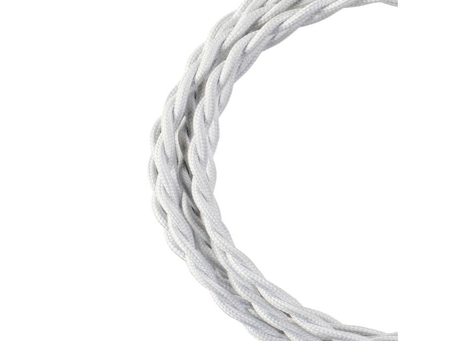 Stofledning - 2 x 0,75mm², Snoet, HVID (3m)