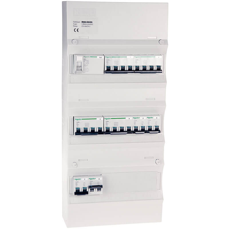 Færdigmonteret gruppetavle - HPFI - 4x13A 1P+N - 2x13A & 2x16A 3P+N - Hvid