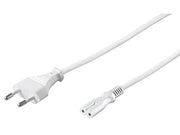 Strømkabel - Euro han til C7 (8-tal) hun, Hvid (5m)