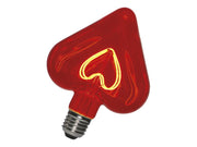 LED filament "Hjerte" pære - 240V 5W dæmpbar, Rød, E27