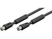 Antennekabel - COAX han/hun, RG59 støjfiltre, Sort (1,5m)