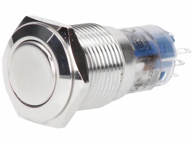 Vandalsikret stålkontakt, 2P ON-ON Ø16mm (DPDT)