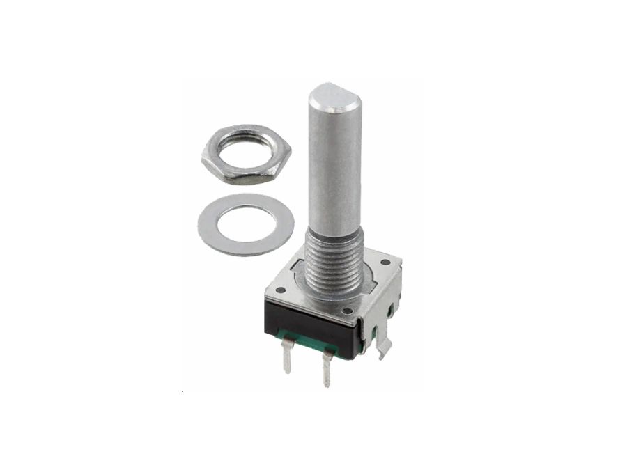 Rotary Encoder - 24 trin, trykknap funk., 20mm (6mm D-aksel)